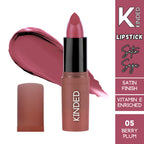 KINDED Satin Saga Bullet Creamy Lipstick With Satin Finish & Vitamin E - 05 Berry Plum | Grocsy