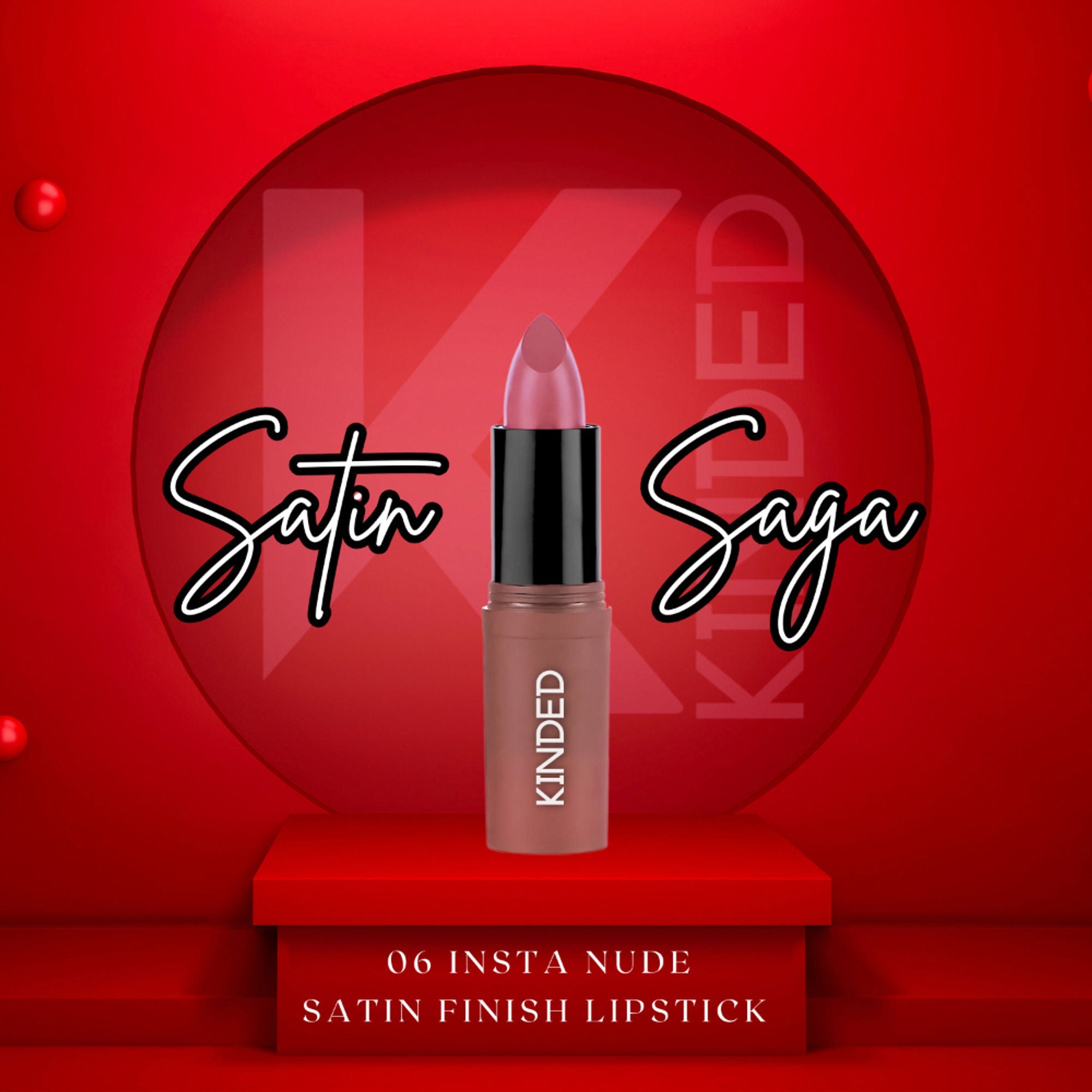 KINDED Satin Saga Bullet Creamy Lipstick With Satin Finish & Vitamin E - 06 Insta Nude | Grocsy