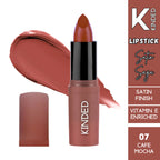 KINDED Satin Saga Bullet Creamy Lipstick With Satin Finish & Vitamin E - 07 Cafe Mocha | Grocsy