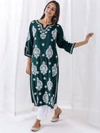 HOUSE OF KARI Chikankari Embroidered Straight Kurta | Grocsy