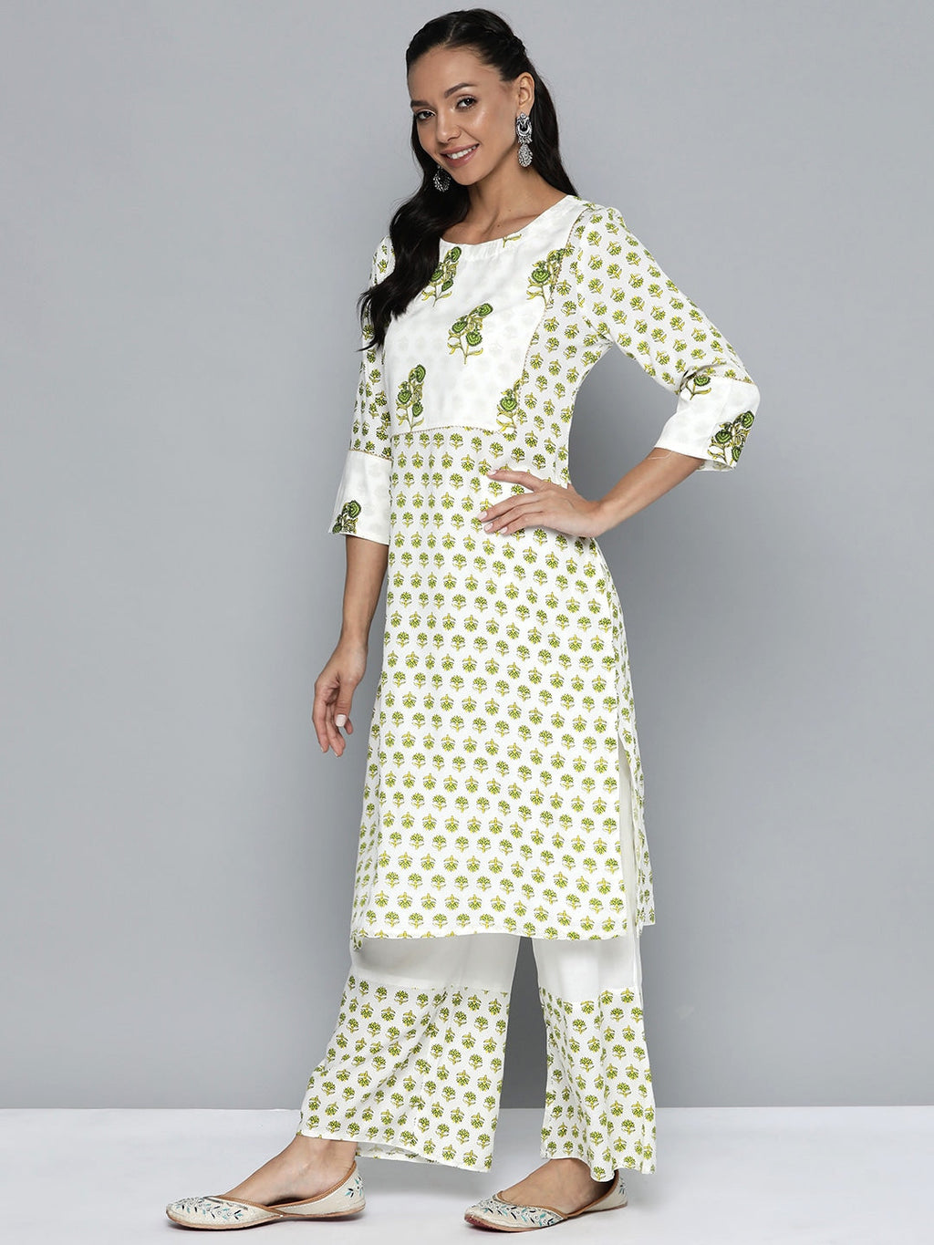 HERE&NOW Printed Regular Kurta with Palazzos | Grocsy