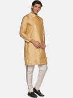 Sethukrishna Men Beige Kurta with Pyjamas | Grocsy