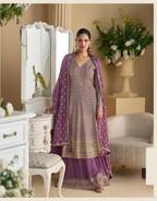 Anaita Lavender Heavy Georgette Stitched Suit with Sequence & Diamond work | Grocsy