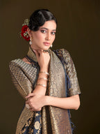 Sangria Floral Woven Design Sarees | Grocsy