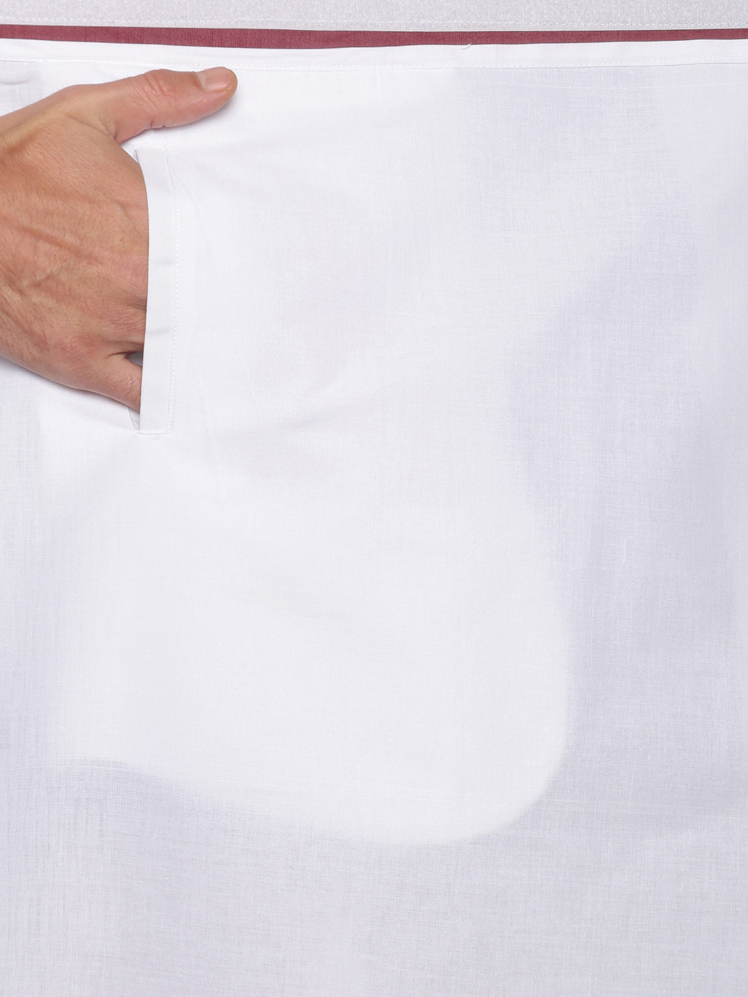 Sethukrishna Mens White Solid Cotton Readymade Dhoti | Grocsy