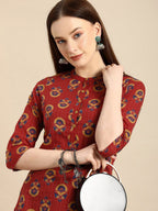 All About You Women Brown Ethnic Motifs Printed Regular Kurta | Grocsy