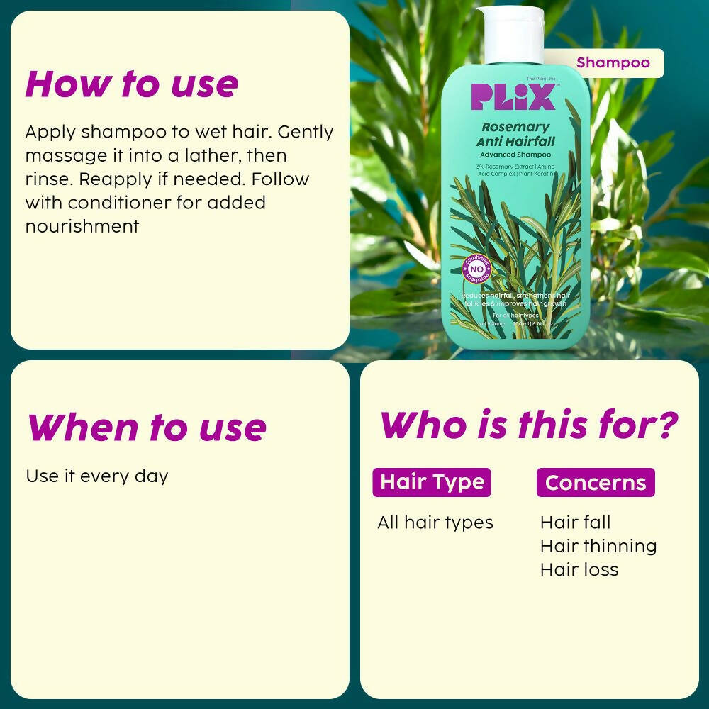 PLIX The Plant Fix Rosemary Anti-Hairfall Advanced Shampoo | Grocsy