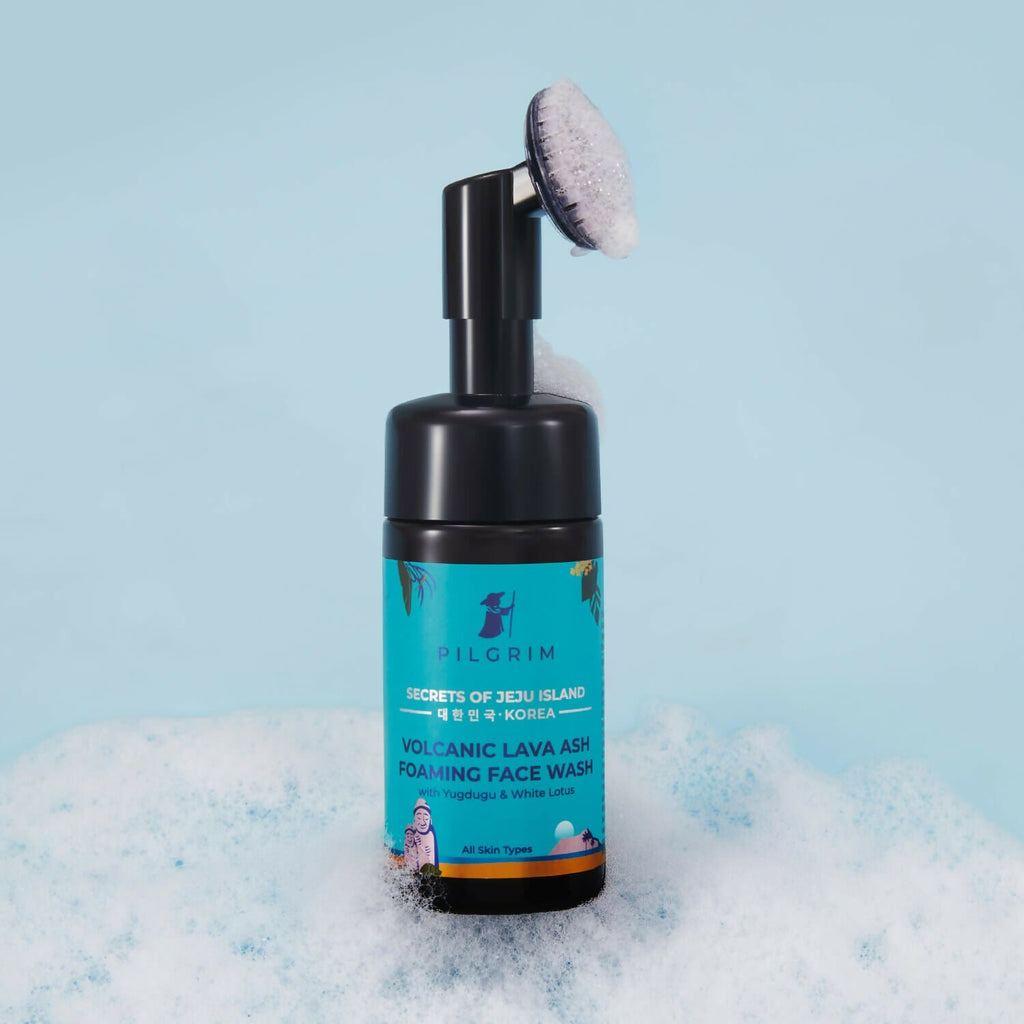 Pilgrim Volcanic Lava Ash Foaming Face Wash with Brush | Grocsy