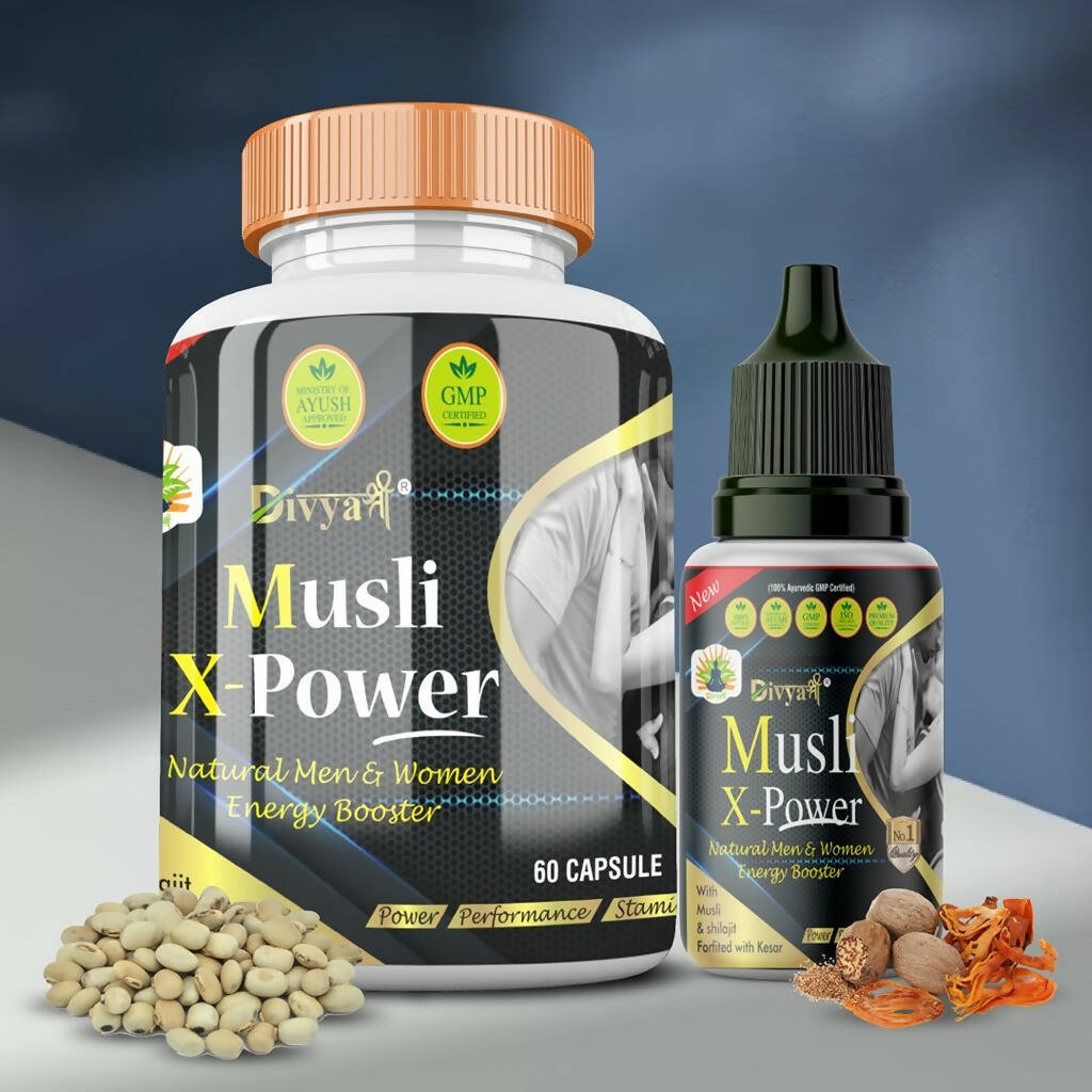 Divya Shree Musli X-Powder Capsule & Musli X-Power Oil Combo | Grocsy