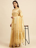 kasee Striped Zari Silk Cotton Chanderi Saree | Grocsy