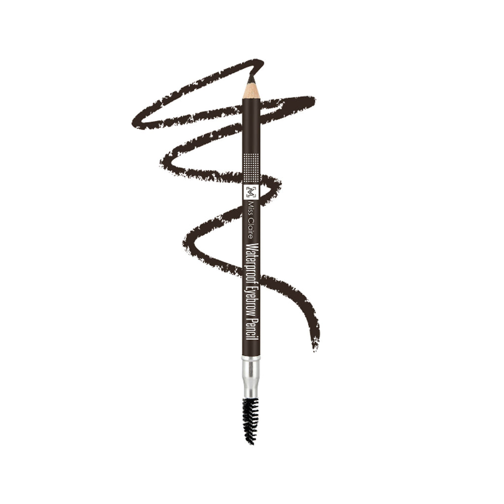 Miss Claire Waterproof Eyebrow Pencil With Mascara Brush - 02 Dark Brown | Grocsy