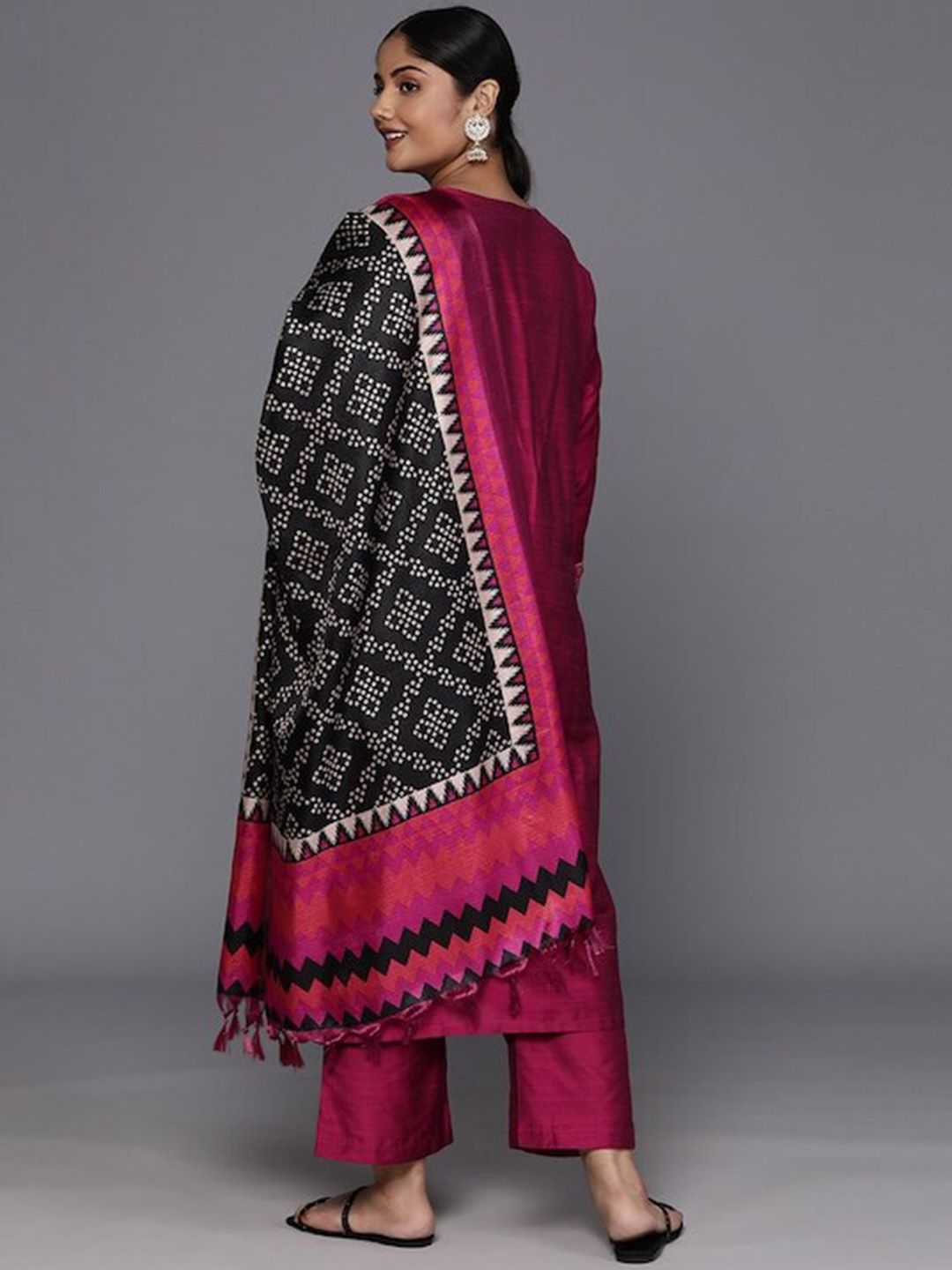 Sztori Plus Size Yoke Design Regular Patchwork Kurta With Trousers & Dupatta | Grocsy
