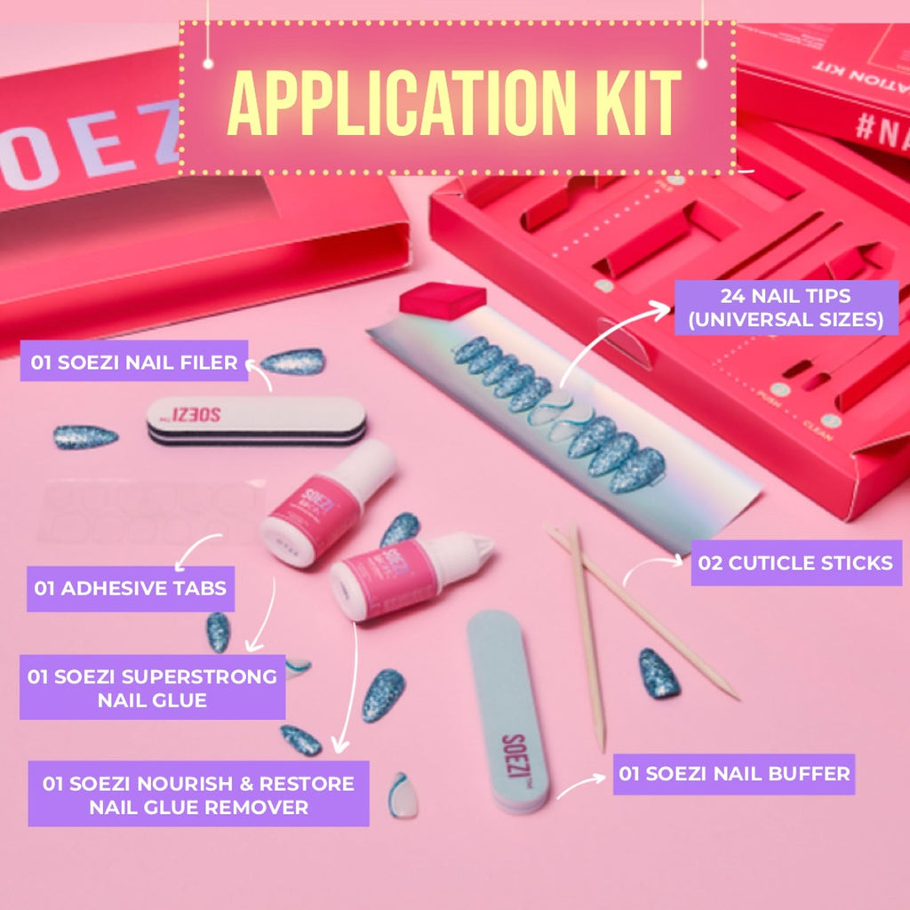 SOEZI Oh La La Reusable Press On Nails - Application Kit | Grocsy