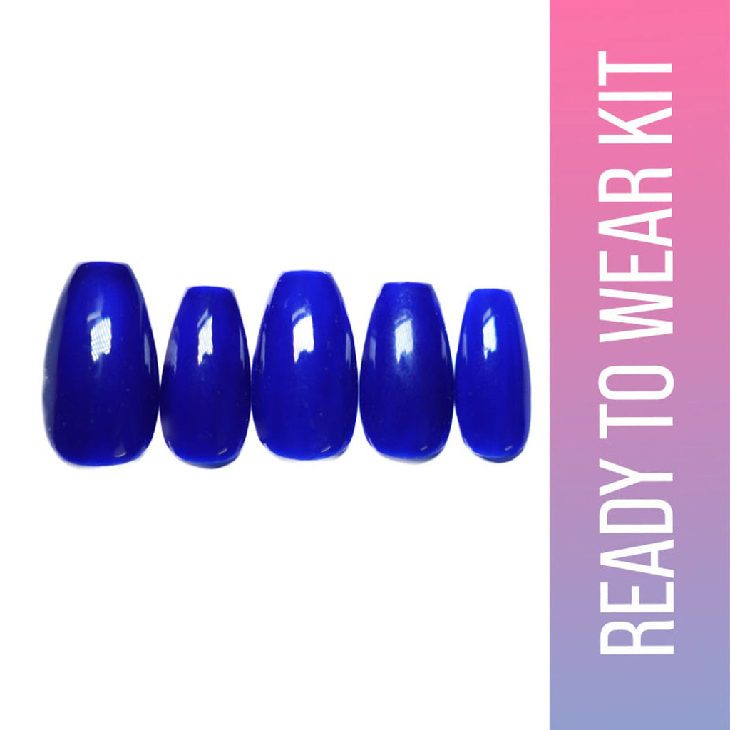 SOEZI Ballsy Blues Reusable Press On Nails - Ready To Wear Kit | Grocsy