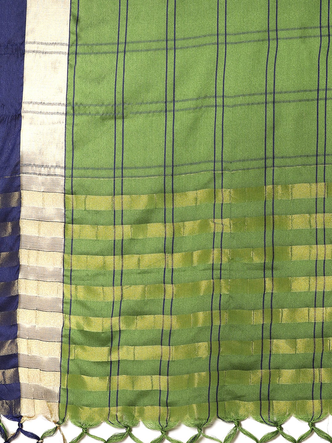 Saree Mall Green & Blue Checked Saree | Grocsy