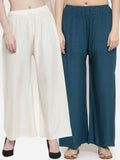 TAG 7 Women Pack Of 2 Solid Straight Palazzos | Grocsy