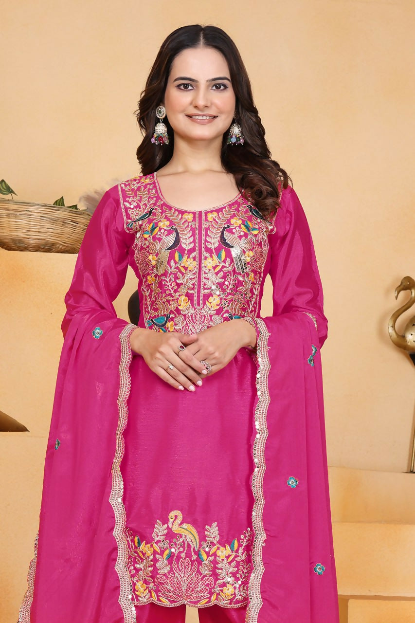 Joban Fashion Pink Silk Embroidered Dhoti Dhoti Set | Grocsy