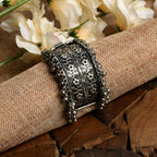 Mominos Fashion Joharkamal Oxidised Silver-Plated Ghungroo Handcraft Bracelet - Design 021 | Grocsy