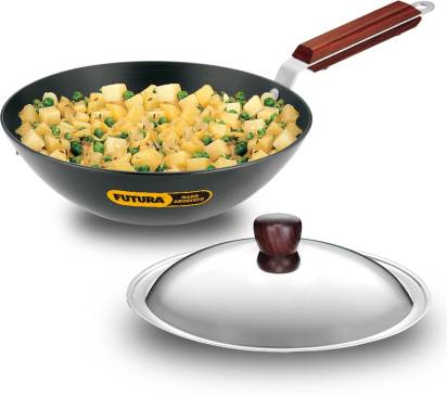 Hawkins Futura Deep Fry Pan Flat Bottom Wok with Lid 2.5 L 26 cm Diameter (ADL25S) | Grocsy