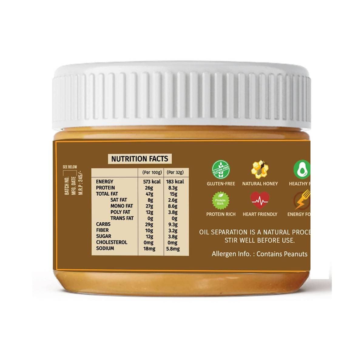 Oye Healthy Peanut Butter Natural Honey Combo Pack of 2 (850gm+340gm) | Grocsy