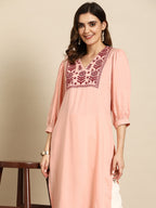 Sangria Floral Embroidered Kurta | Grocsy