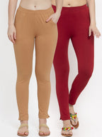 TAG 7 Women Pack Of 2 Solid Ankle-Length Leggings | Grocsy
