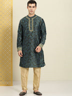 House of Pataudi Paisley Printed Rozana Kurta With Zari Detail | Grocsy