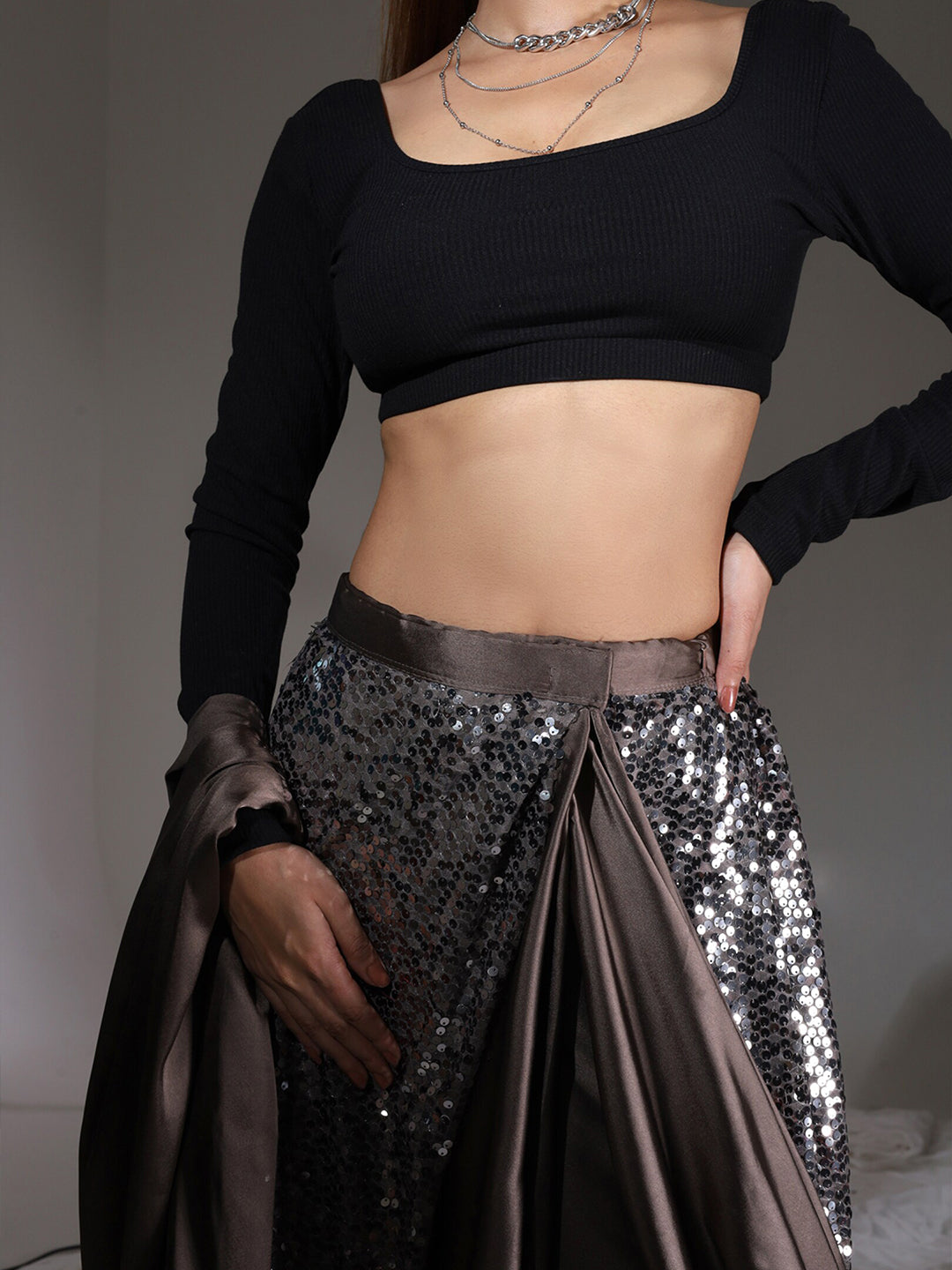 Tikhi Imli Sequinned Satin Ready to Wear Saree | Grocsy