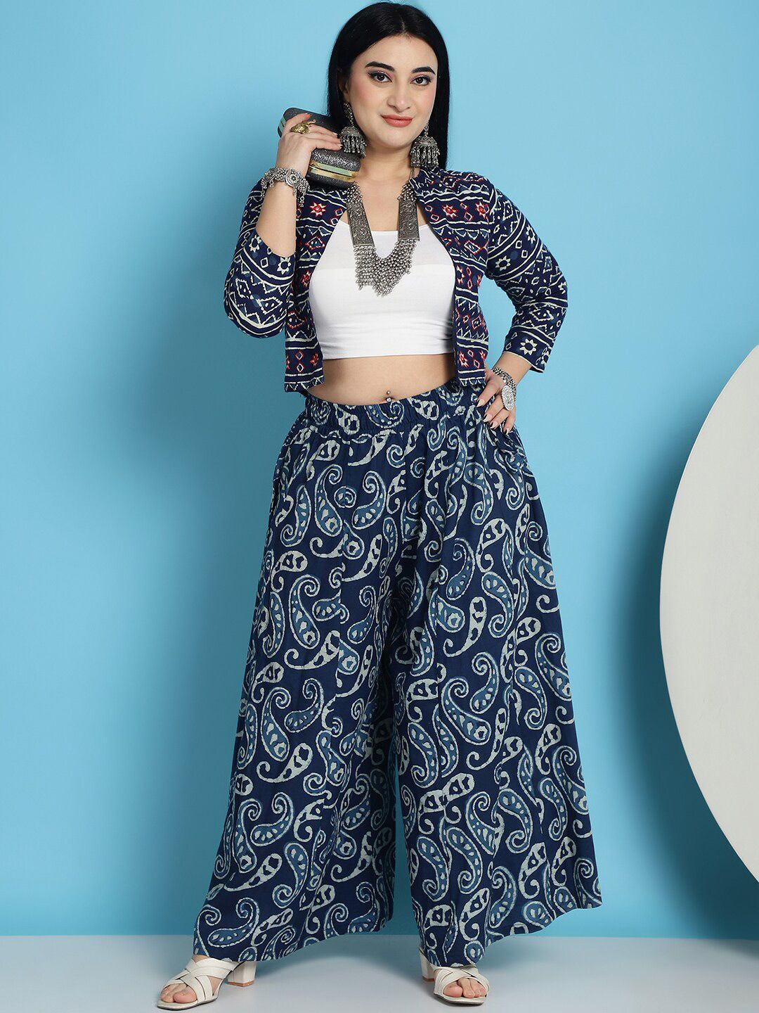 TAG 7 Women Paisley Printed Flared Palazzos | Grocsy