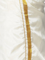 Sethukrishna Boys Pink & Off-White Pure Cotton Shirt with Dhotis | Grocsy