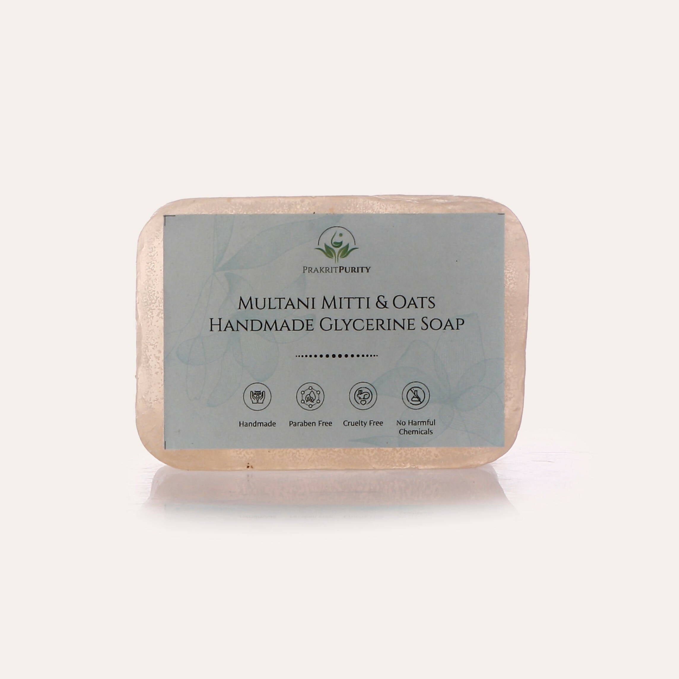 PrakritPurity Multani Mitti & Oats Handmade Glycerine Soap | Grocsy