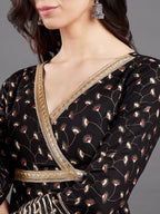 Aks Floral Printed Angrakha A-Line Kurta | Grocsy