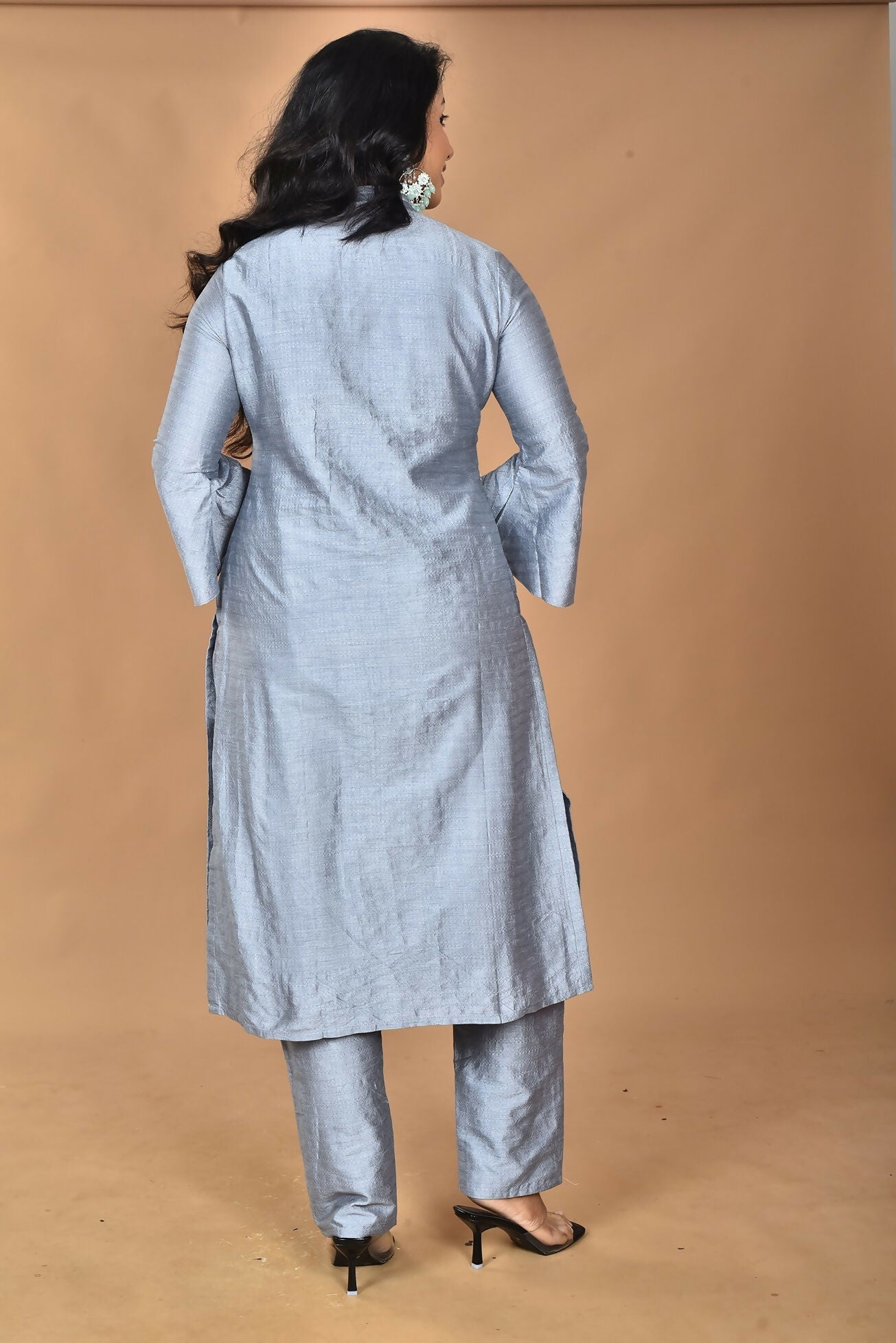 Morchari Women And Hand Embroidery Co-Ord Set-Grey | Grocsy