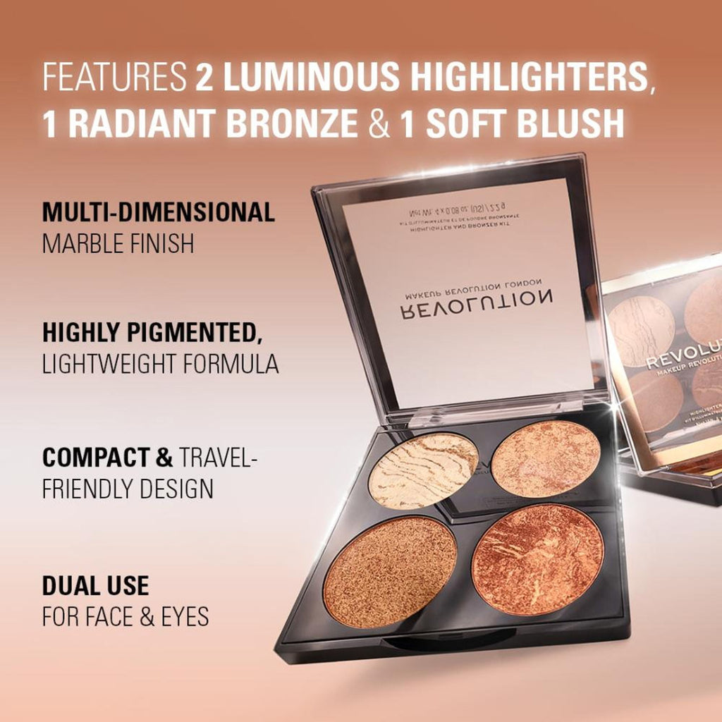 Makeup Revolution Highlighter Cheek Kit - Don't Hold Back | Grocsy