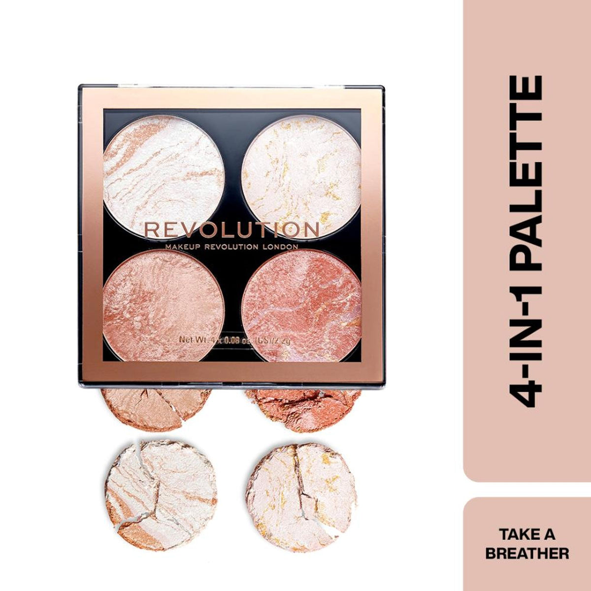 Makeup Revolution Highlighter Cheek Kit - Take A Breather | Grocsy