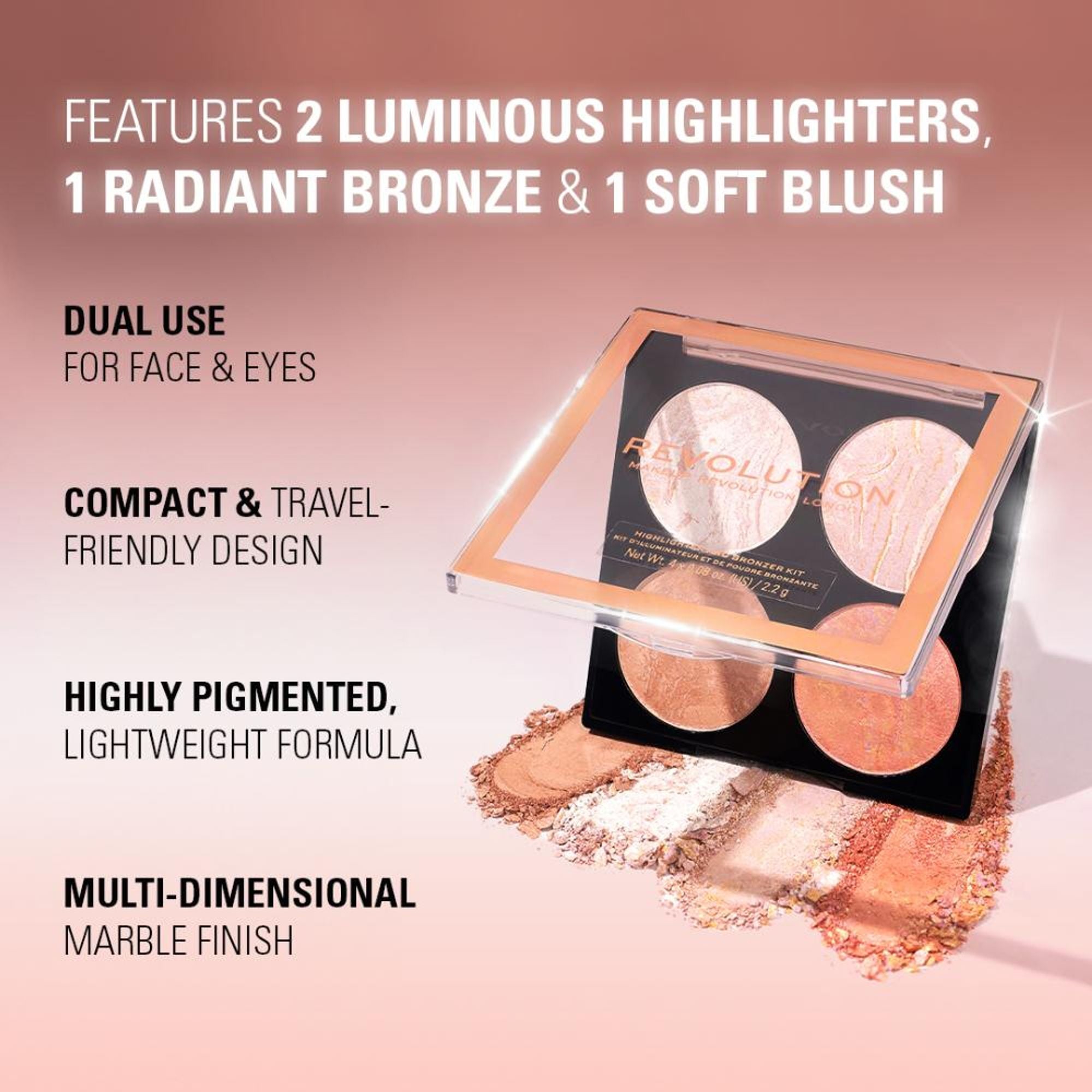 Makeup Revolution Highlighter Cheek Kit - Take A Breather | Grocsy