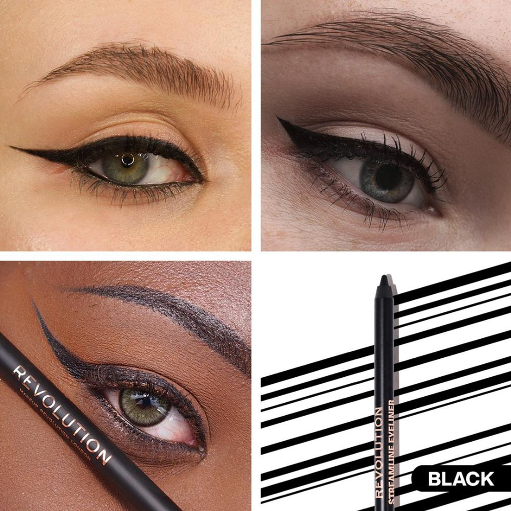 Makeup Revolution Streamline Waterline Eyeliner Pencil-Ultra Creamy Smudge Proof Smokey Looks - Black | Grocsy