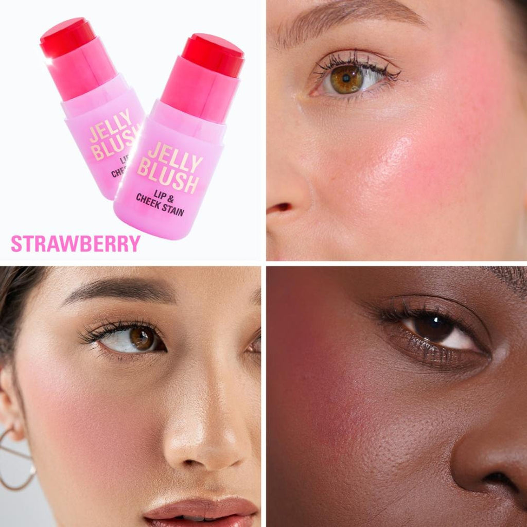Makeup Revolution Jelly Blush Stick Lip and Cheek Stain - Strawberry Pink | Grocsy