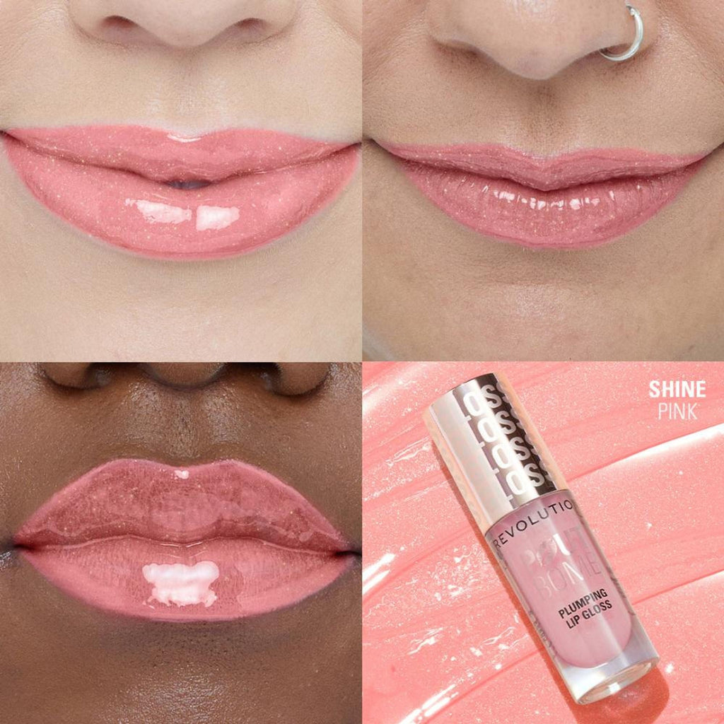 Makeup Revolution Pout Bomb Shimmer Lip Gloss - Shine Pink | Grocsy