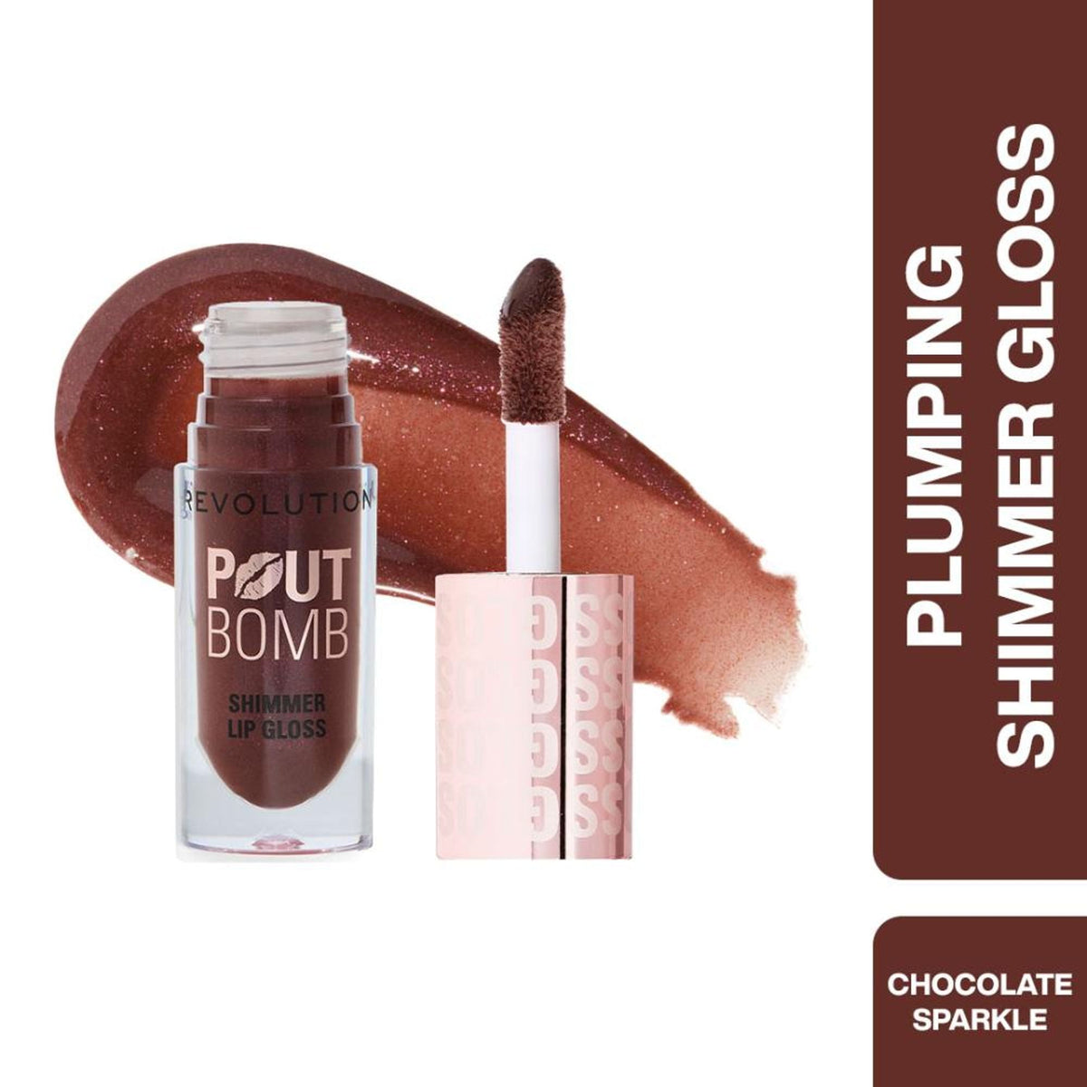 Makeup Revolution Pout Bomb Shimmer Lip Gloss - Chocolate Sparkle | Grocsy