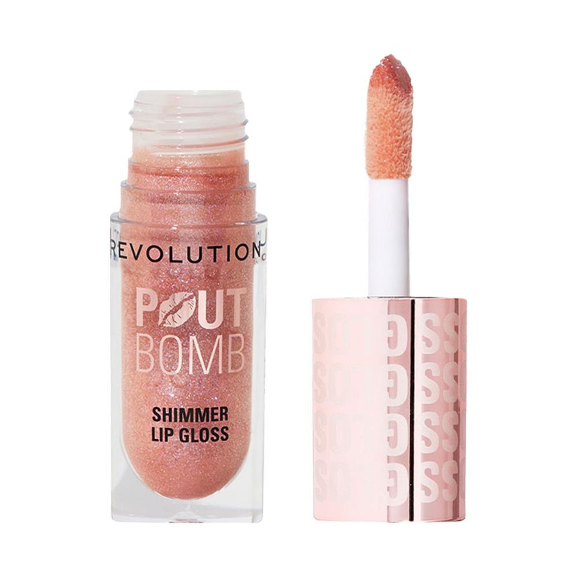 Makeup Revolution Pout Bomb Shimmer Lip Gloss - Glimmer Nude | Grocsy