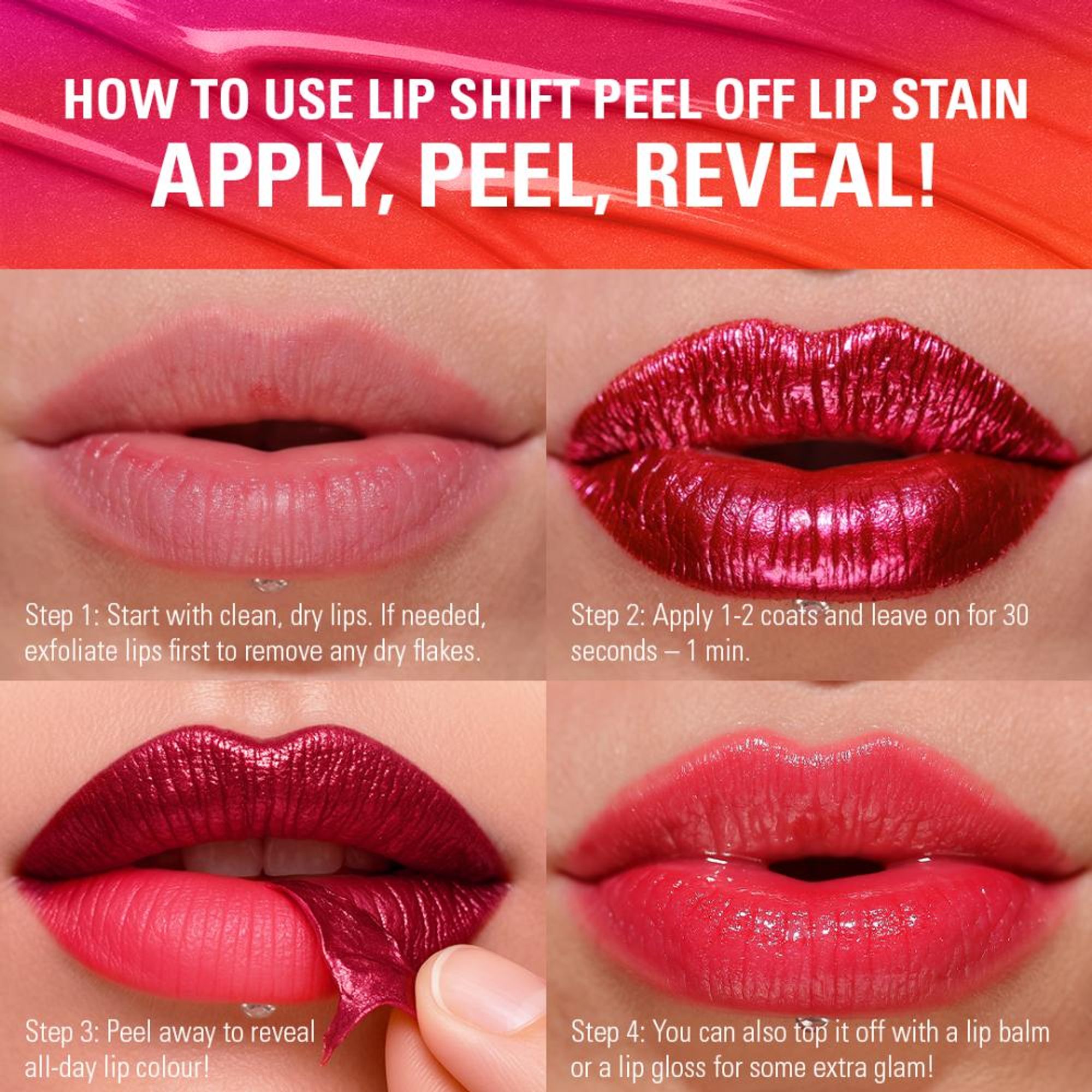 Makeup Revolution Sunset Shift Peel Off Lip - Stain Flushed Pink | Grocsy