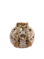 Masq Beige & Brown Embellished Embroidered Potli Clutch