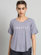 MKH Typography Printed Drop Shoulder Sleeves Dri-Fit Relaxed Fit T-shirt | Grocsy