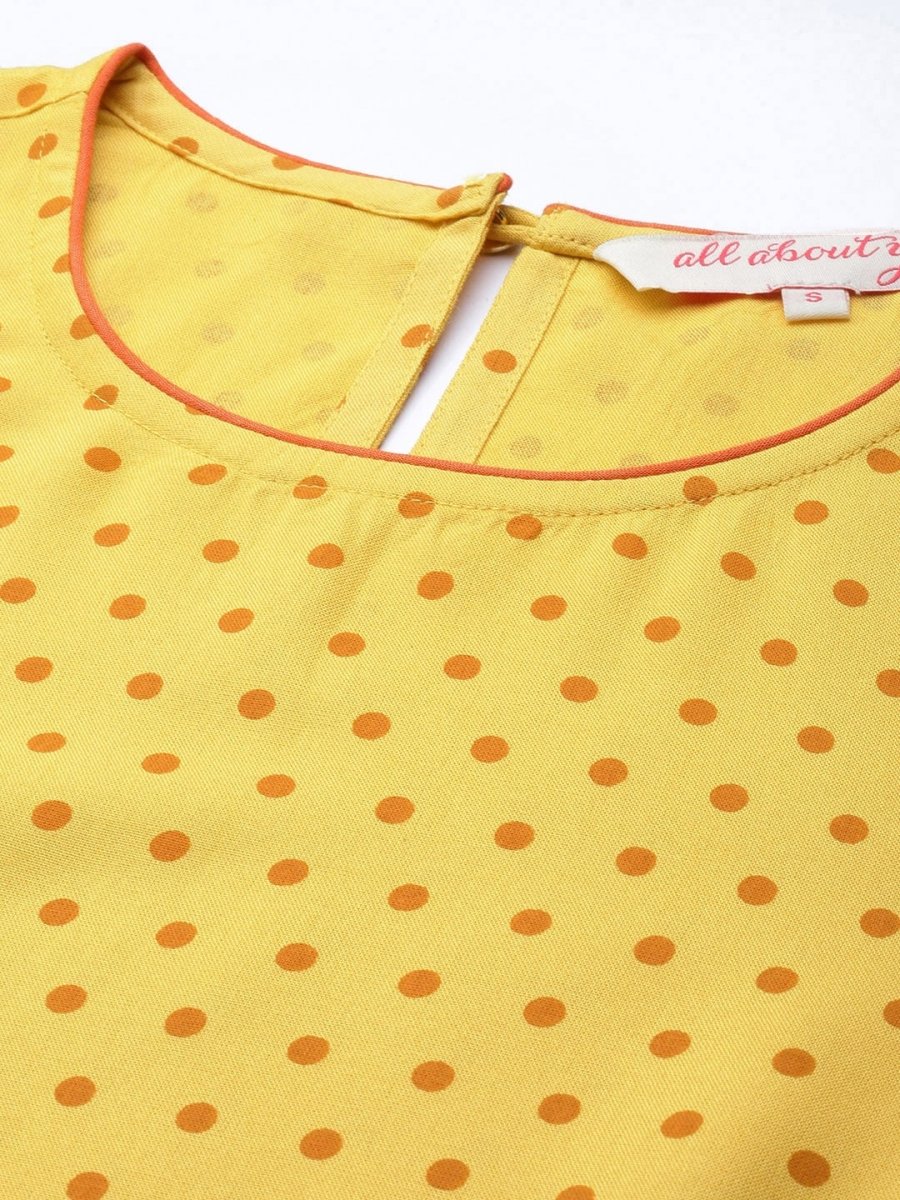 All About You Women Yellow Printed Kurta with Palazzos | Grocsy