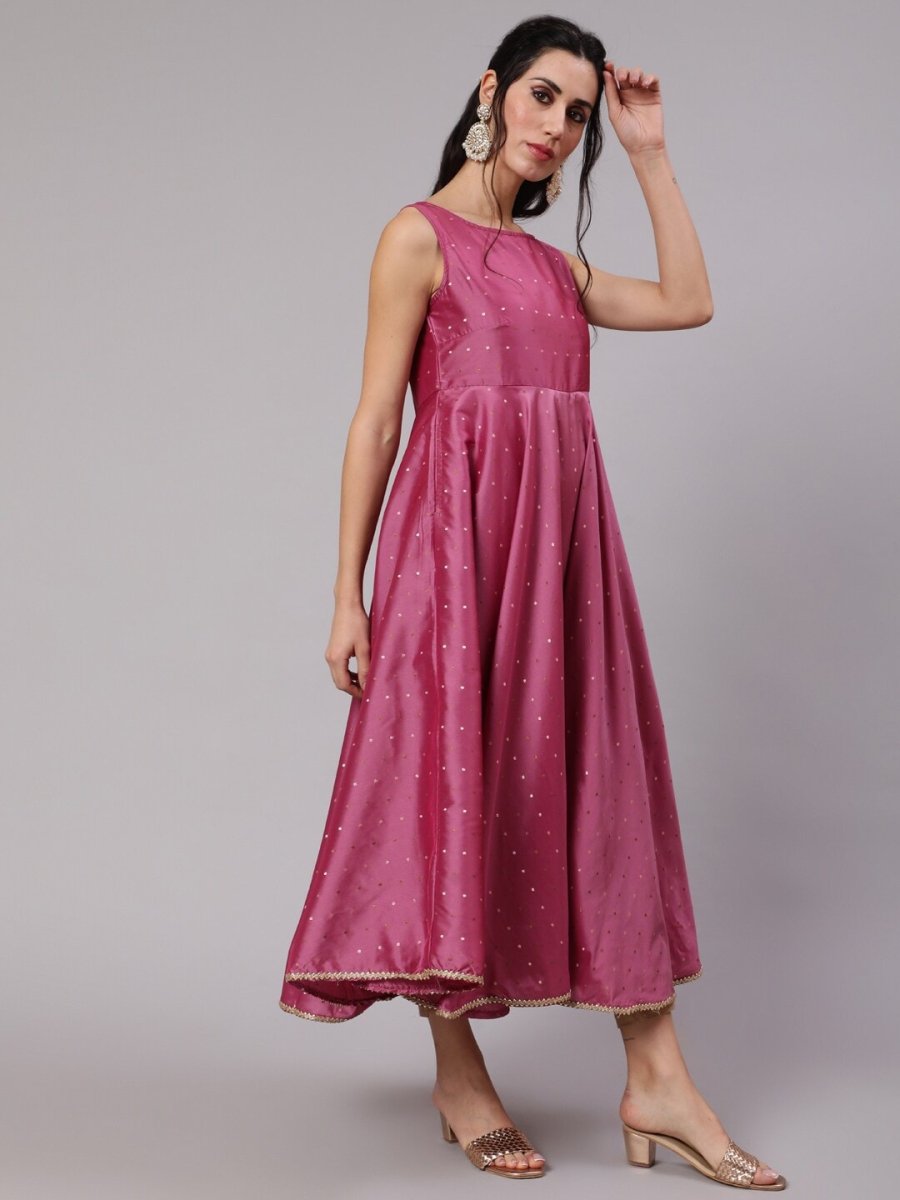 Aks Woven Design Gotta Patti Anarkali Kurta | Grocsy