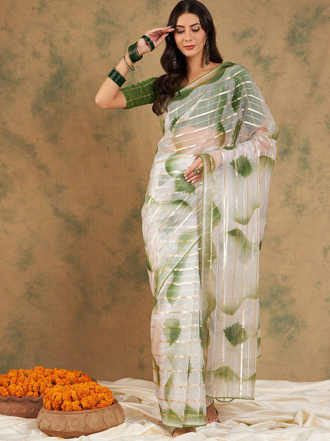Sangria Woven Design Organza Sarees | Grocsy