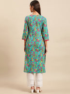 Sangria Women Floral Printed Gotta Patti Floral Kurta | Grocsy