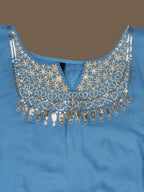 HERE&NOW Floral Embroidered Sequined Kaftan Kurti with Dhoti Pants | Grocsy