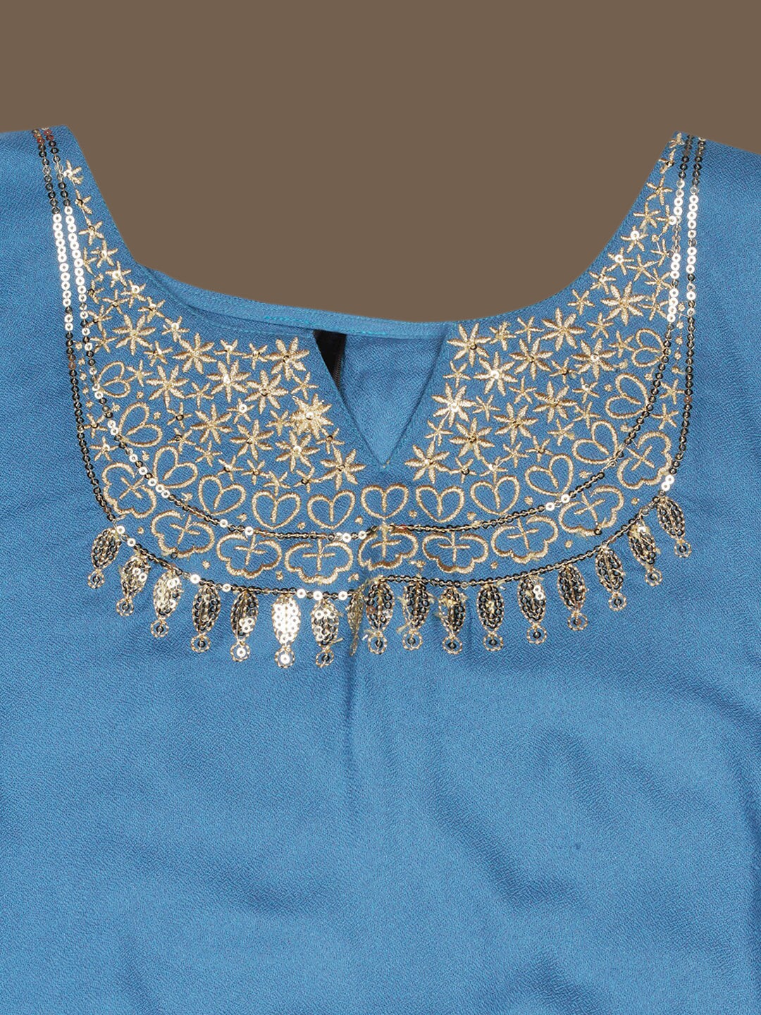 HERE&NOW Floral Embroidered Sequined Kaftan Kurti with Dhoti Pants | Grocsy